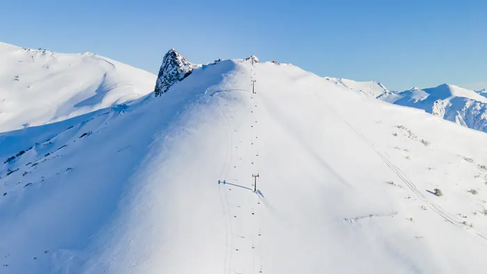 The summit ridge of Cerro Catedral under snow